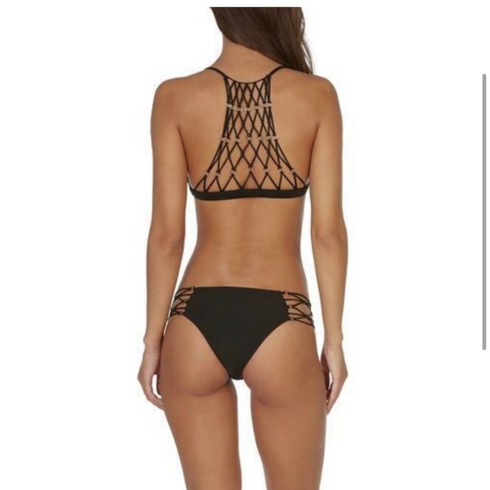 Mikoh Kapena Metal Ring Side Detail Bikini Bottom in Black - XS - NWOT